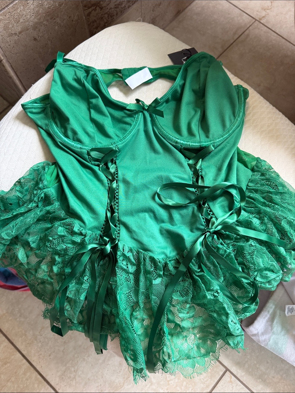 Green Lace Tulle Corset